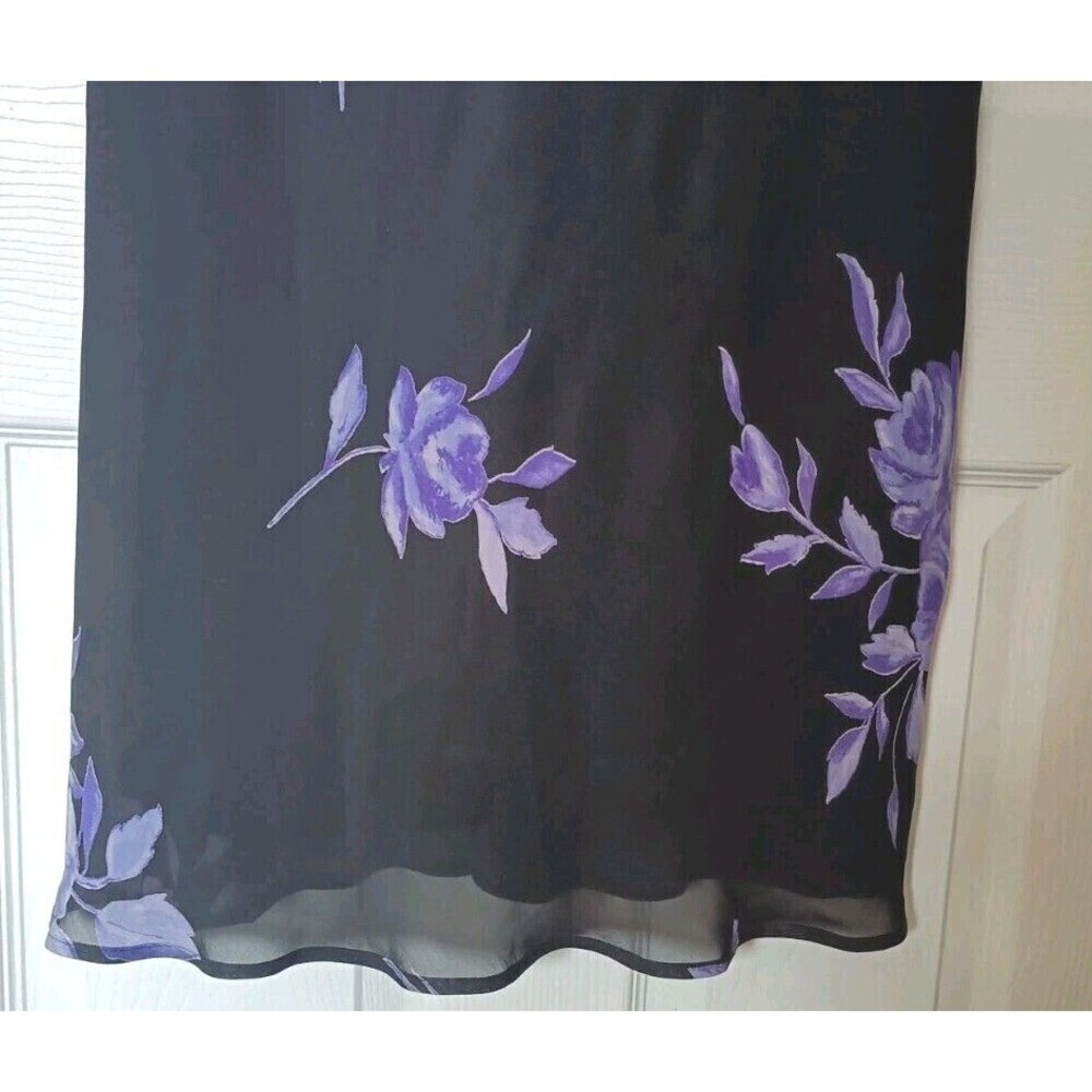 Jones New York Maxi Dress Size 6 Black Purple Floral Print Y2K Fairy Grunge - Picture 6 of 8